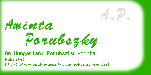 aminta porubszky business card